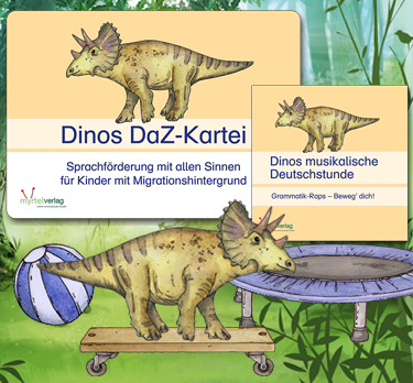 Dinos DaZ-Kartei und Dinos musikalische Deutschstunde